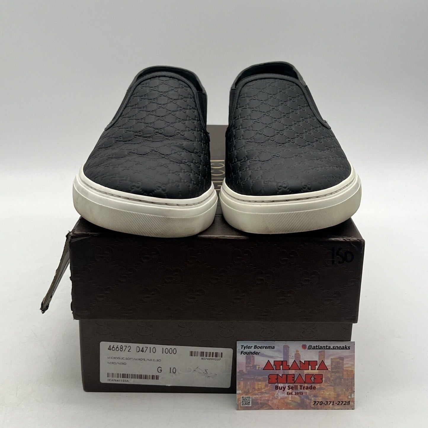 Size 10 -Gucci Signature Slip-On 'Black' - (466872-D4710-1000) Made In Italy