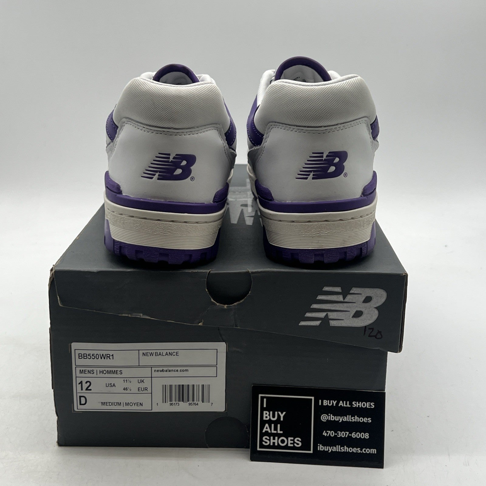 Size 12 - New Balance 550 White Purple (BB550WR1)