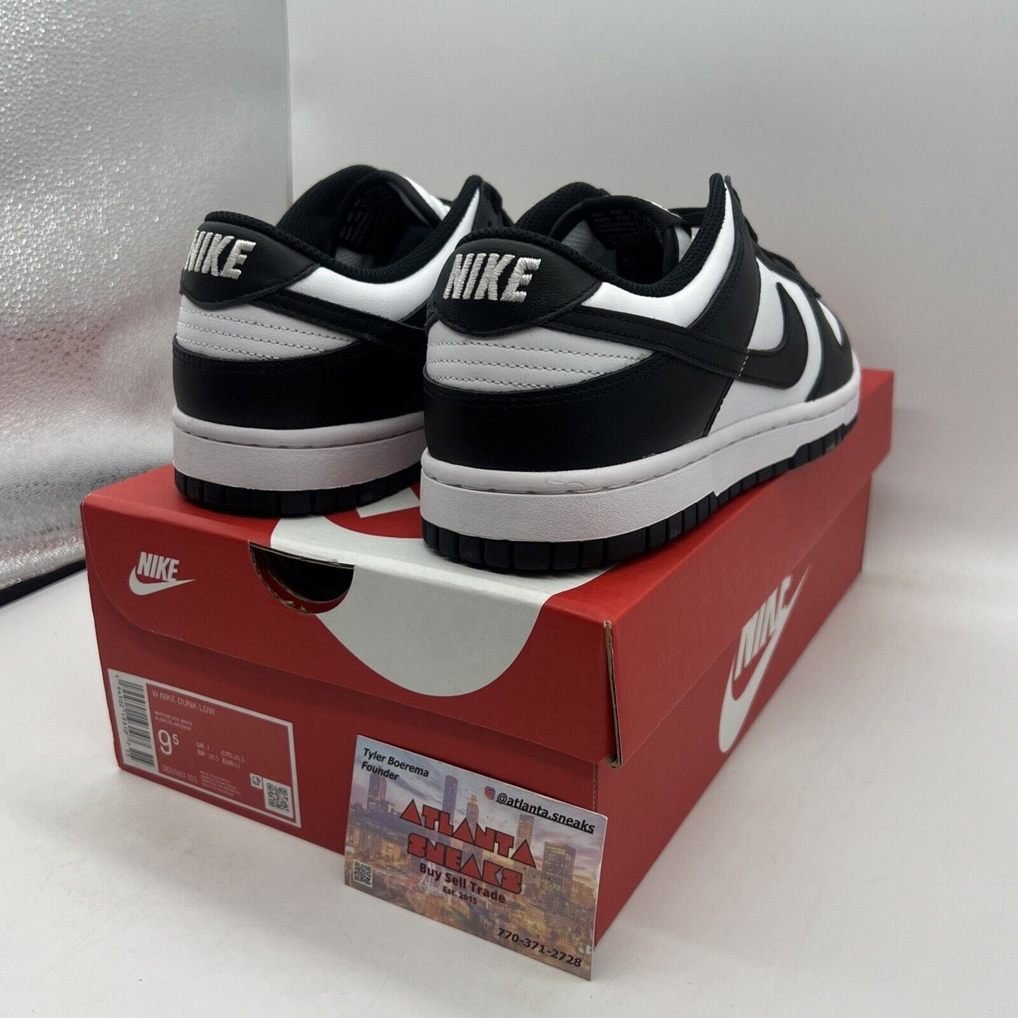 Size 9.5 - Nike Dunk Low Black White W Brand New Og All