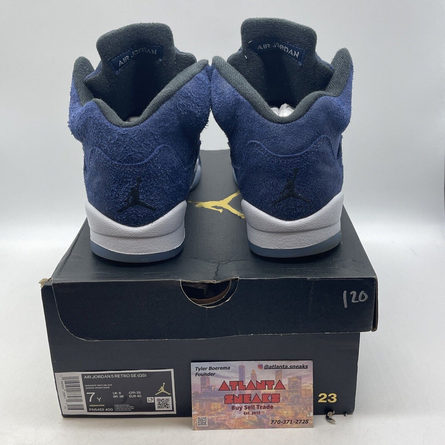 Size 7Y - Air Jordan 5 Retro SE GS Midnight Navy White Black (FN5452-400)