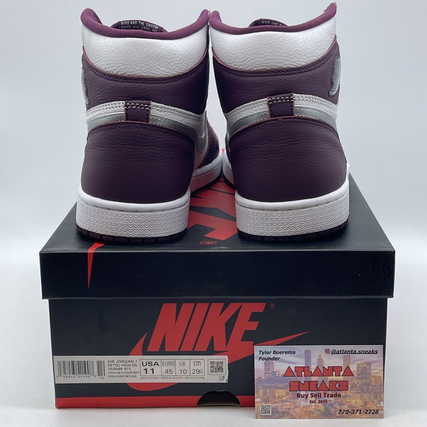 Size 11 - Jordan 1 Retro High OG Bordeaux White Sliver Leather (555088-611)