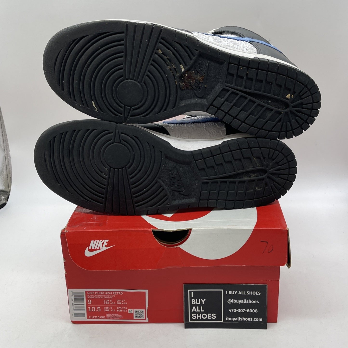 Size 9 - Nike Dunk High EMB 'University Blue' White Leather (FJ4210-001)