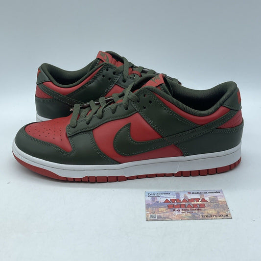 Size 10.5 - Nike Dunk Low Cargo Khaki Mystic Red Green Leather (DV0833-600)