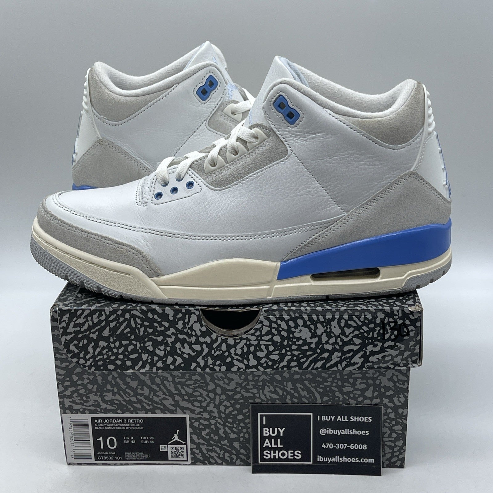 Size 10 - Air Jordan 3 Retro Lucky Shorts Blue White Grey Suede (CT8532-101)