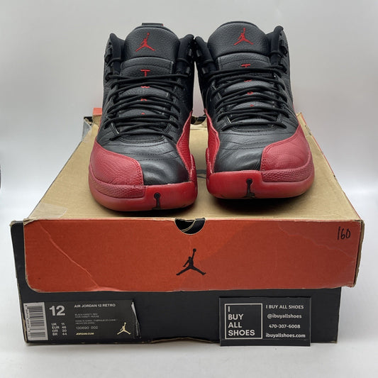 Size 12 - Air Jordan 12 Retro 2025 Flu Game Black Red Leather (130690-002)