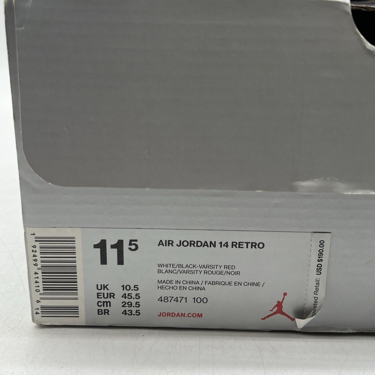 Size 11.5 - Air Jordan 14 Retro 2019 Candy Cane White Red Leather (487471-100)