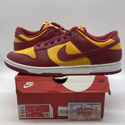 Size 14 - Nike Dunk Low USC Yellow Red White Leather (DD1391-701)