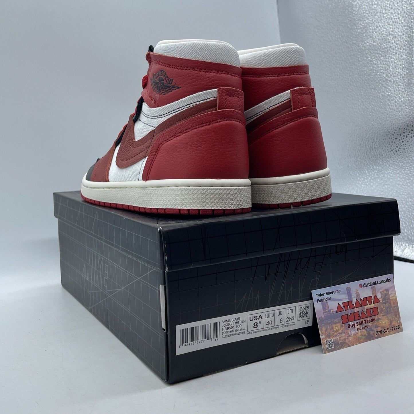 Size 8.5W - Air Jordan 1 Method of Make High Sport Red Black (FB9891-600)