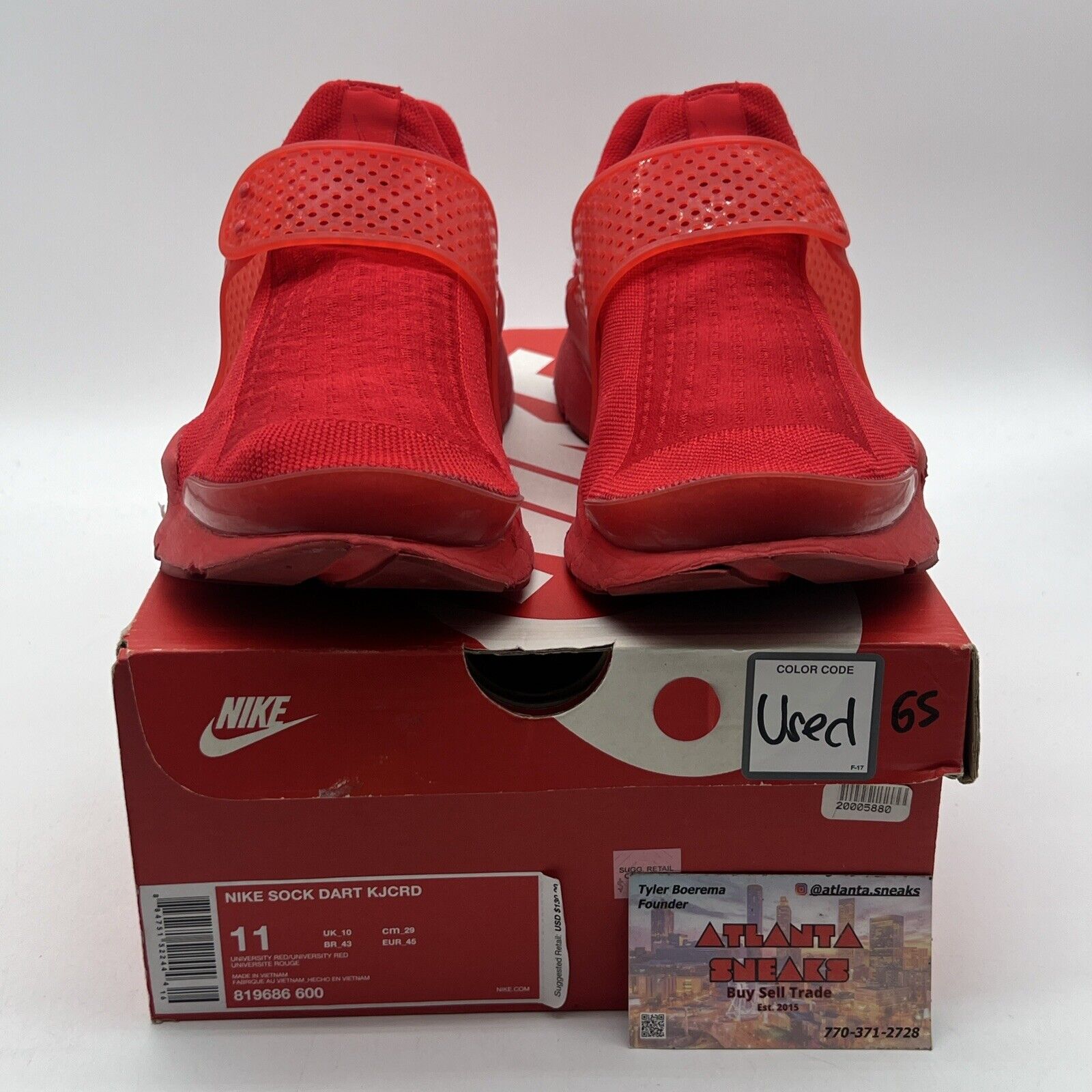 Size 11 - Nike Sock Dart Triple Red (819686-600)