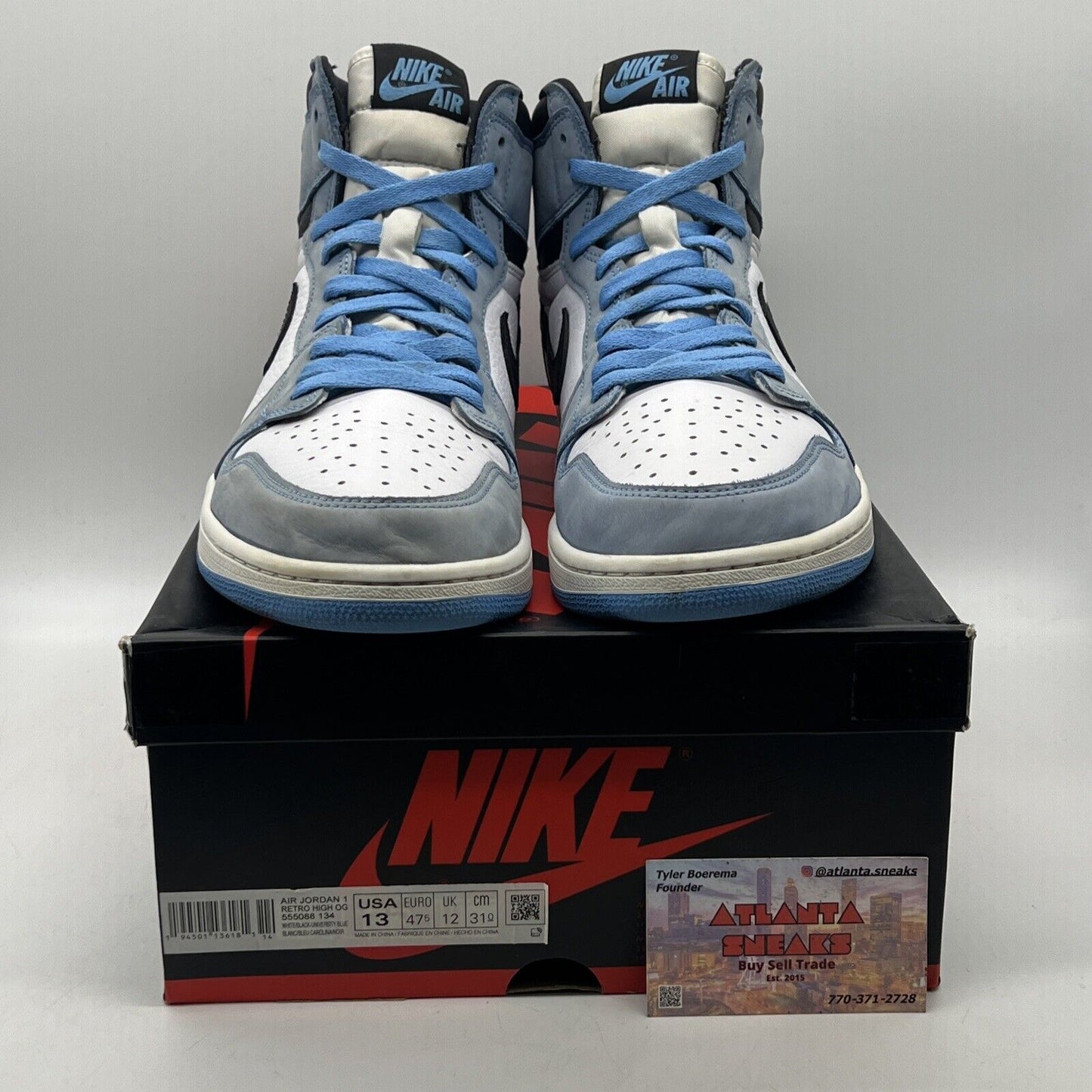 Size 13 - Jordan 1 Retro OG High University Blue Black White Leather 555088-134