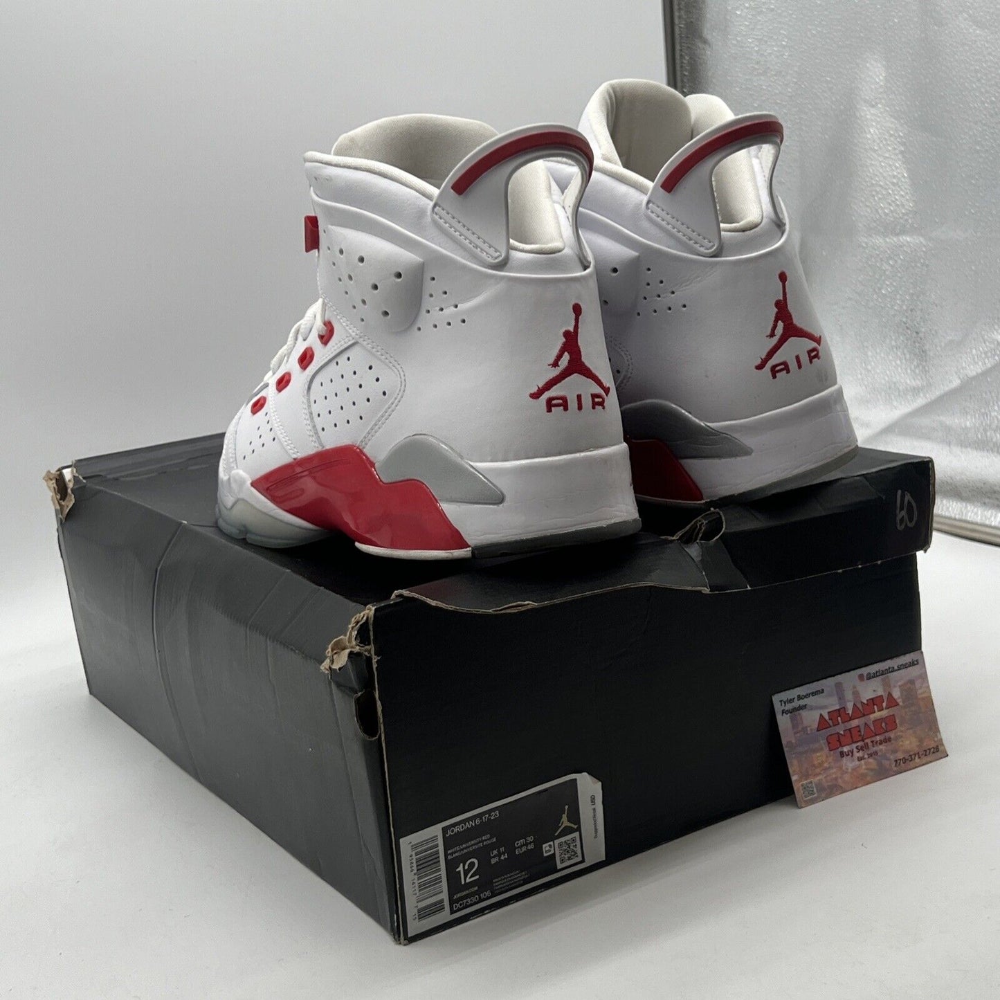 Air Jordan 6-17-23 Shoe (DC7330-106) White Fire Red Leather (DC7330-106)