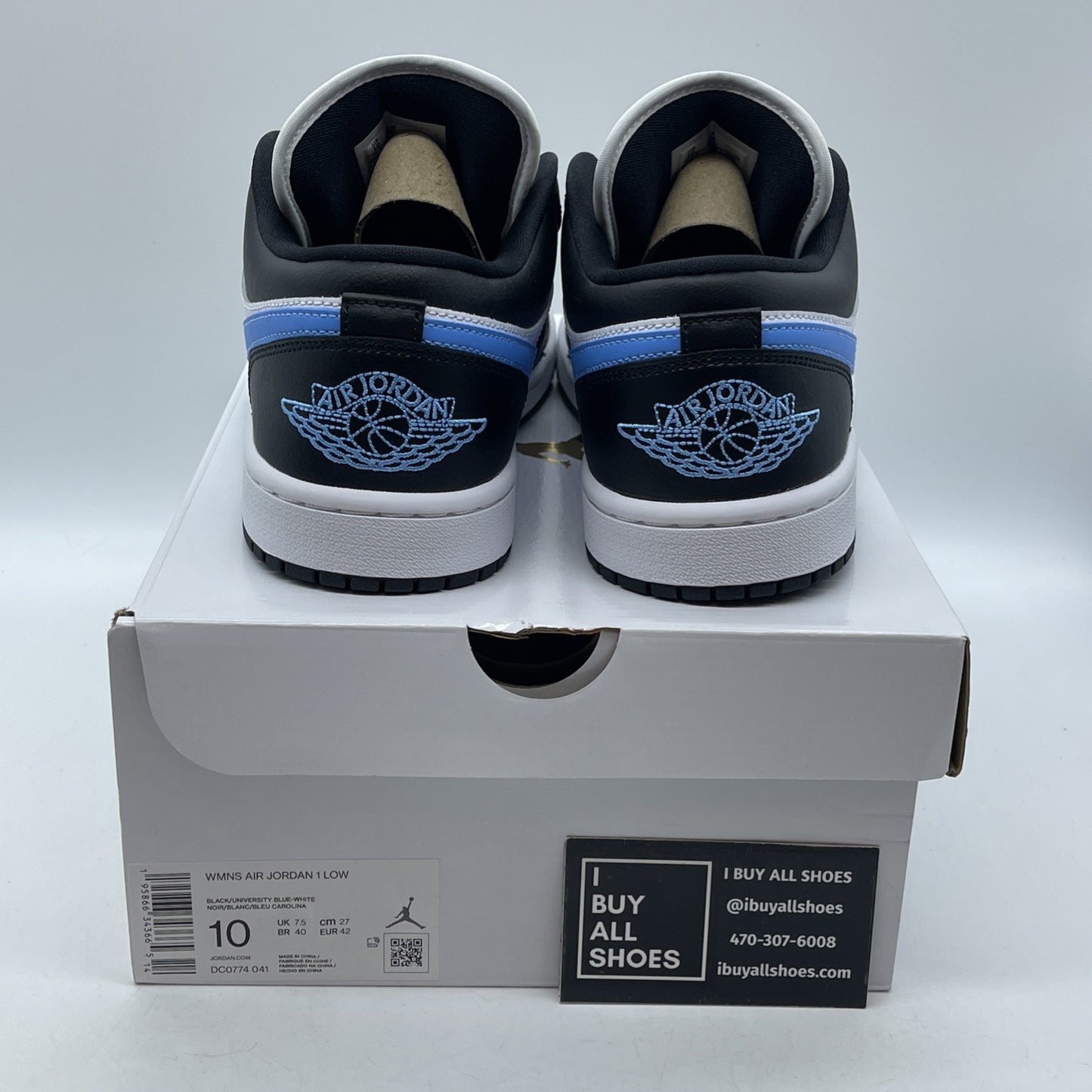 Size 10 - Nike Air Jordan 1 Low Black University Blue White (DC0774-041)