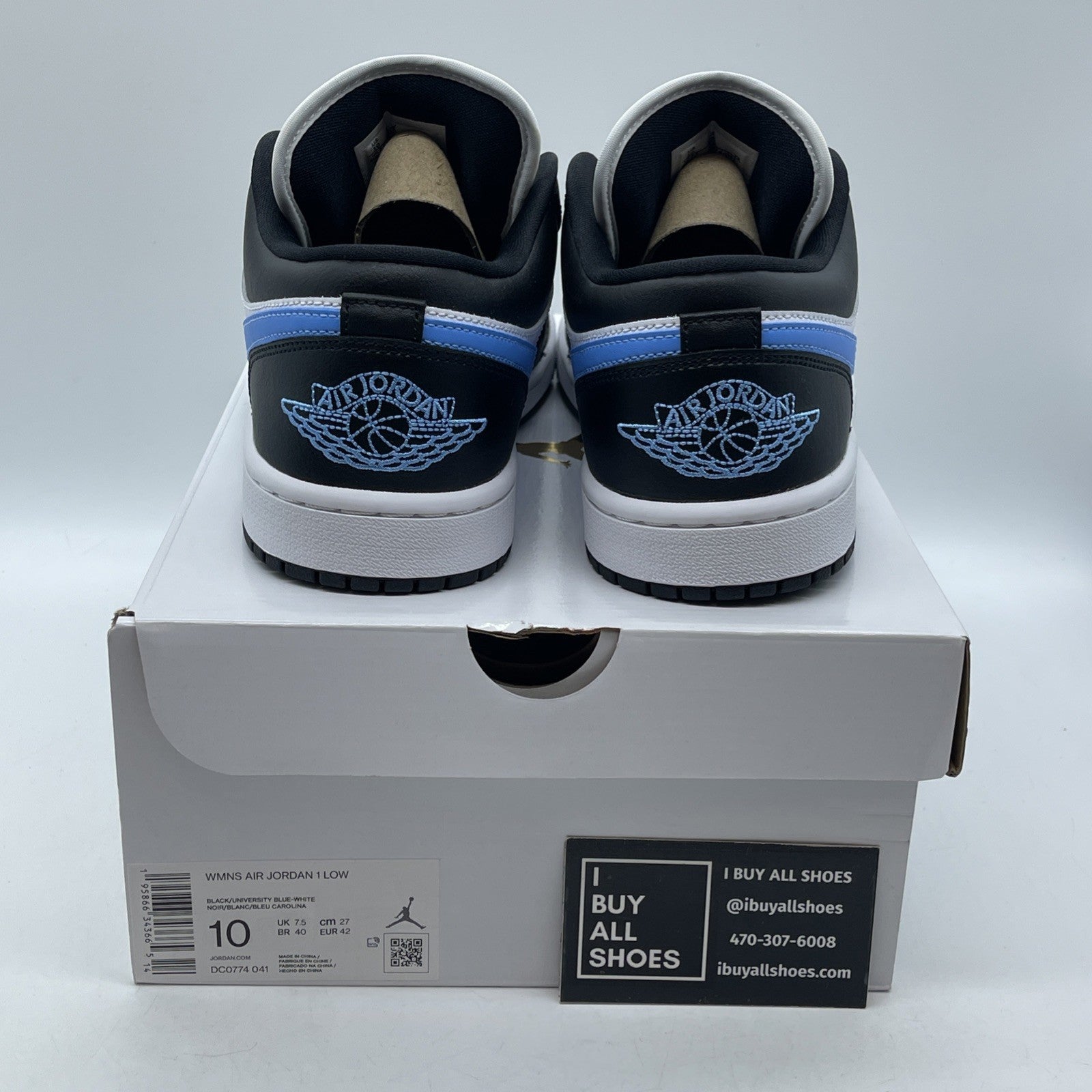 Size 10 - Nike Air Jordan 1 Low Black University Blue White (DC0774-041)