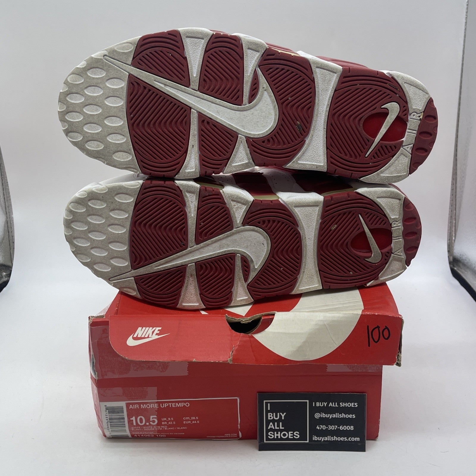 Size 10.5 - Nike Air More Uptempo White Red Leather (414962-100)