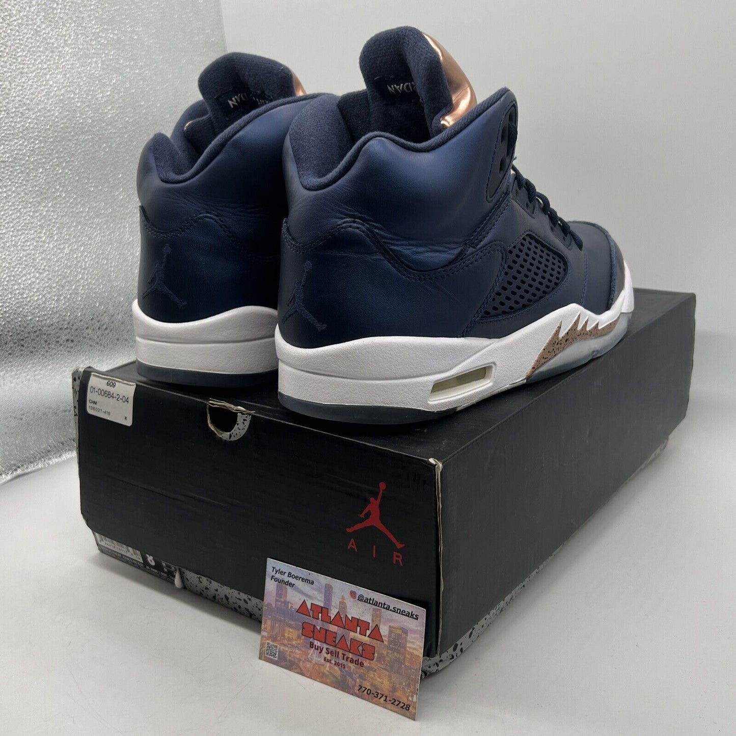 Size 8 - Air Jordan 5 Retro Bronze Navy White Leather (136027-416)