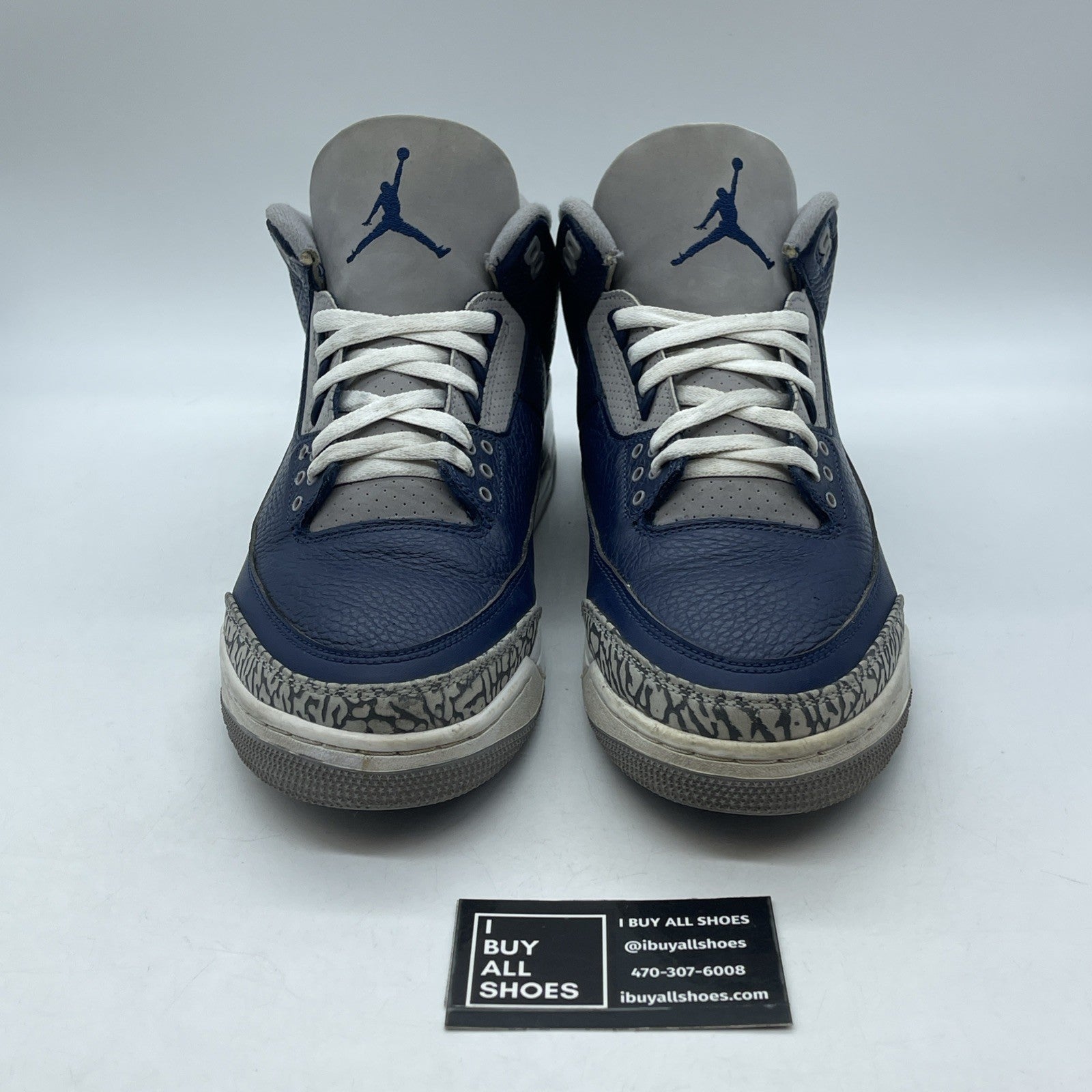 Size 12 - Jordan 3 Retro Georgetown Blue Grey White Suede Leather (CT8532-401)