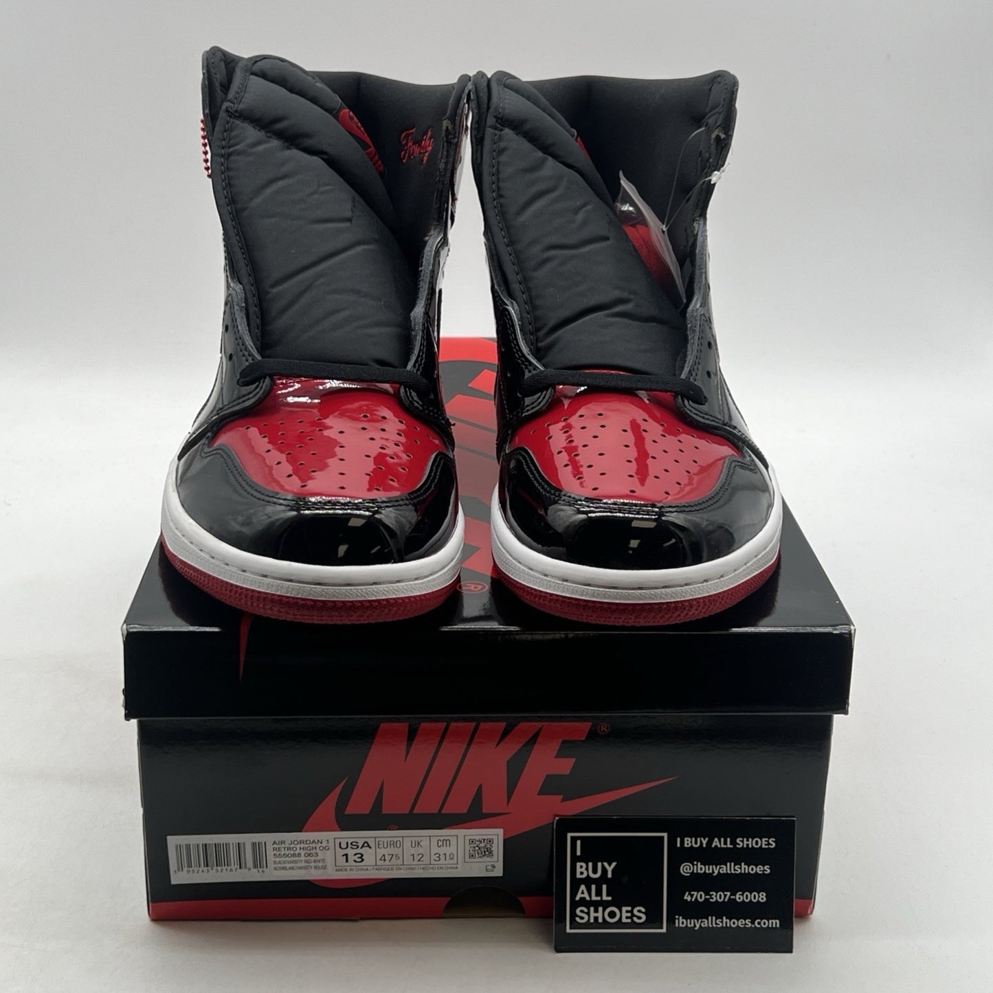 Size 13 - Air Jordan 1 Retro OG High Patent Bred (555088-063)