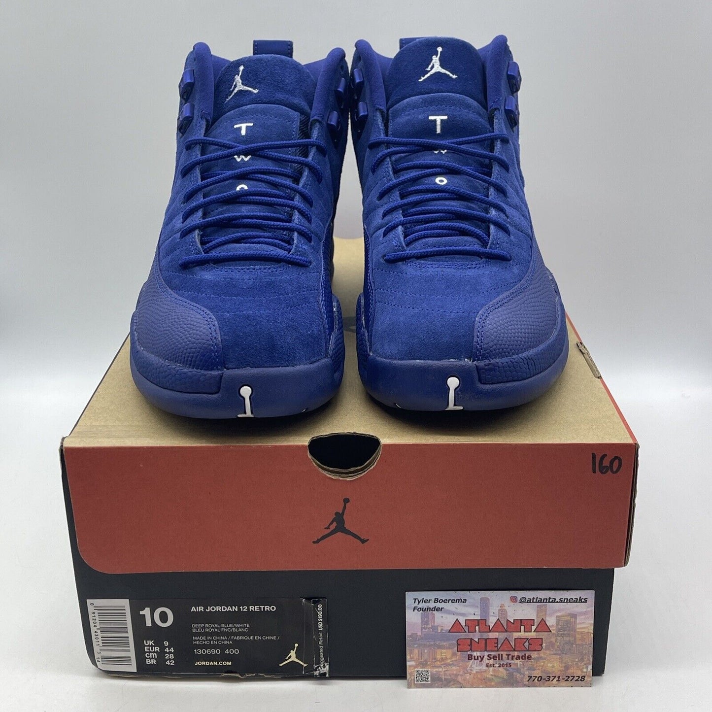 Size 10 - Air Jordan 12 Retro Deep Royal Silver Blue Suede Leather (130690-400)