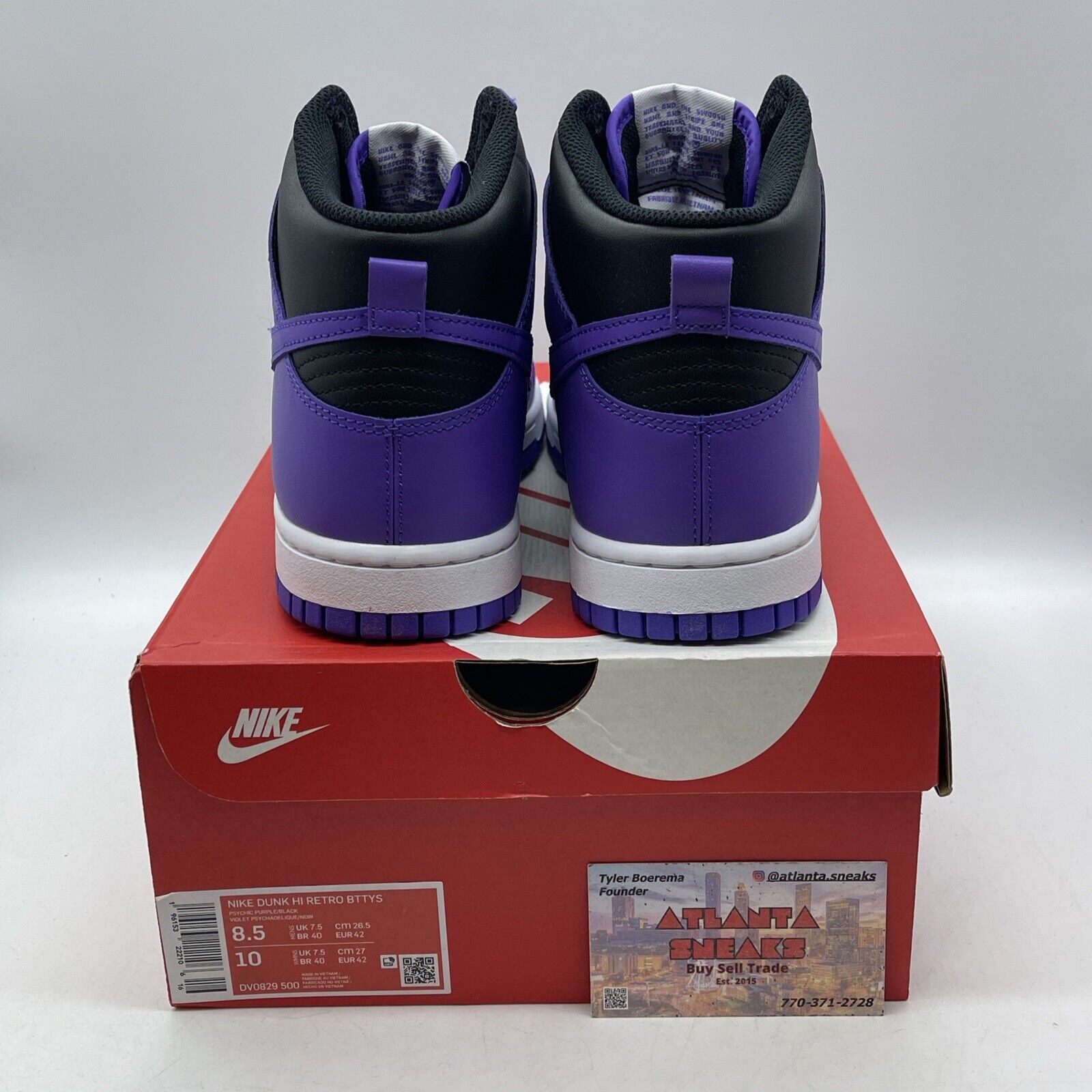 Size 8.5 - Nike Dunk High Psychic Purple Black White Leather (DV0829-500)