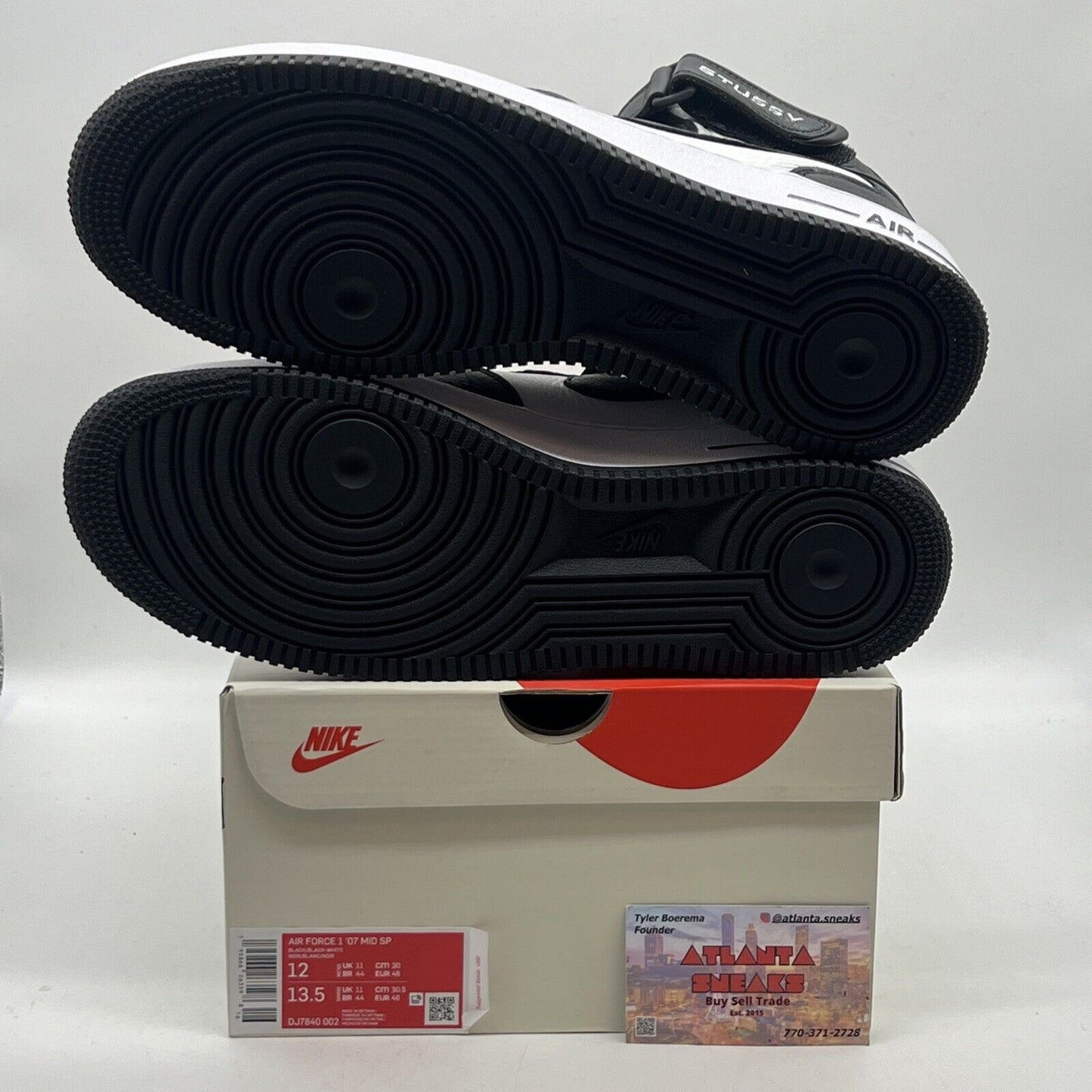 Size 12 - Nike Air Force 1 Mid x Stussy White Black 2022 Brand New Og All
