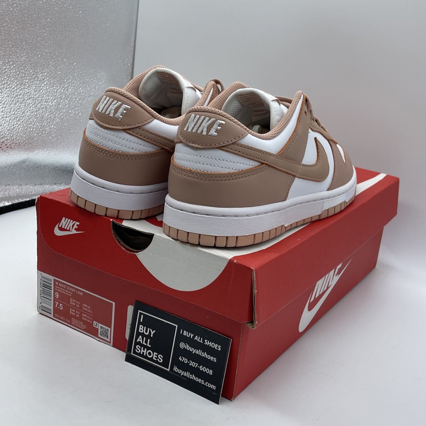 Size 9W - Nike Dunk Low Rose Whisper White Pink Leather (DD1503-118)