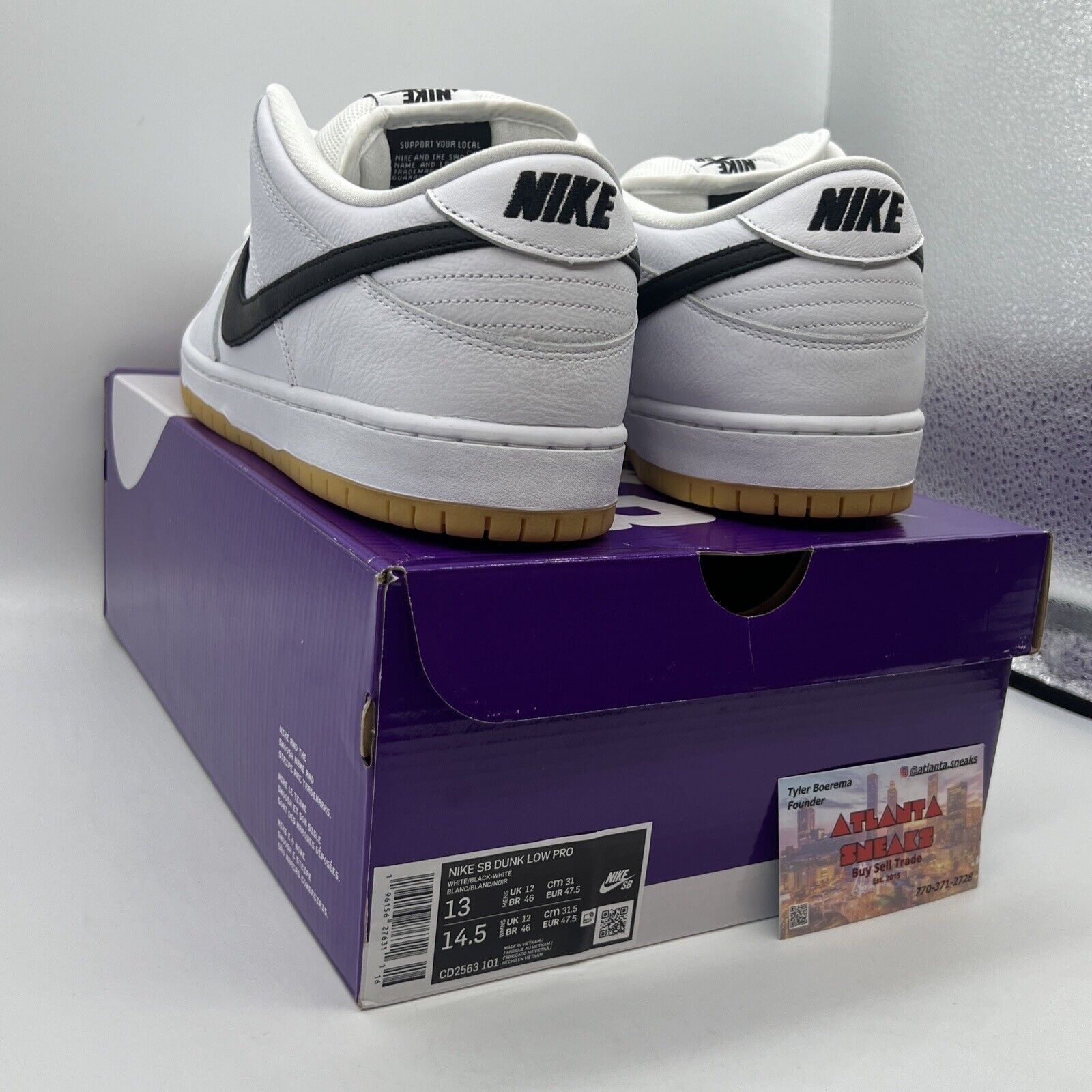 Size 13 - Nike SB Dunk White Gum : CD2563-101 Brand New Black White