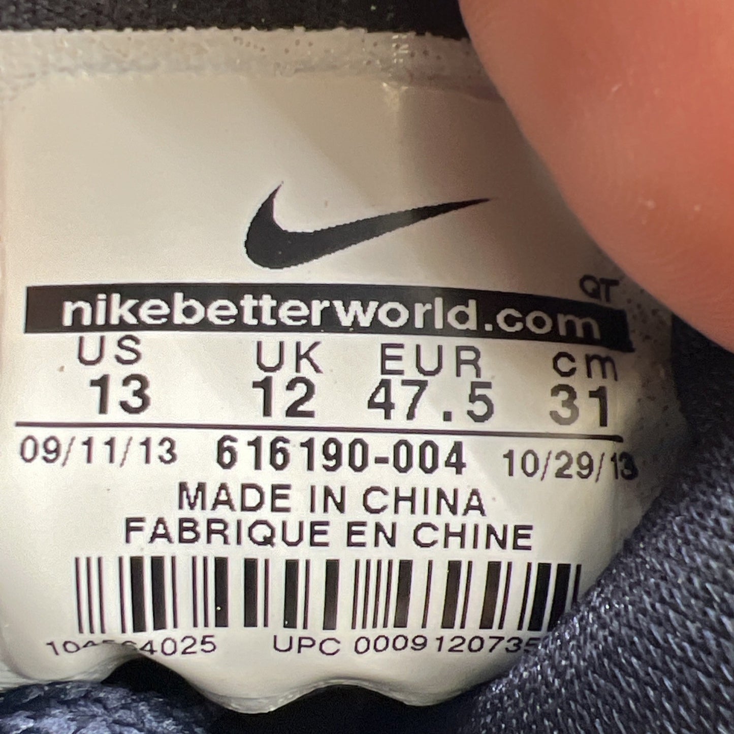 Size 13 - Nike Air Max 95 No Sew - Dark Obsidian (616190-004)