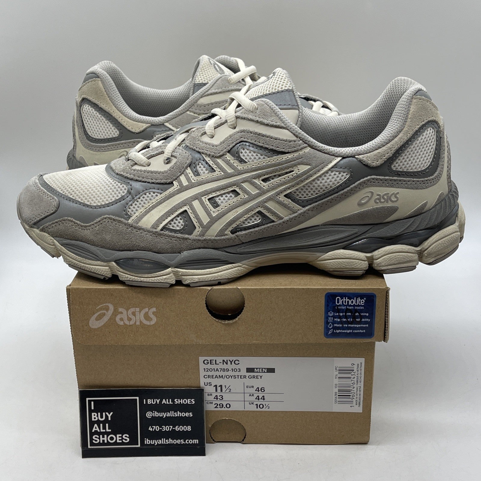 Size 11.5 - Asics Gel NYC Cream Oyster Grey (1201A789-103)