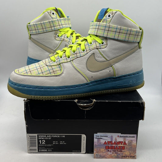 Size 12 - Nike Air Force 1 Hi Spm I/O 07 White W Blue Tan Leather  (316656-111)
