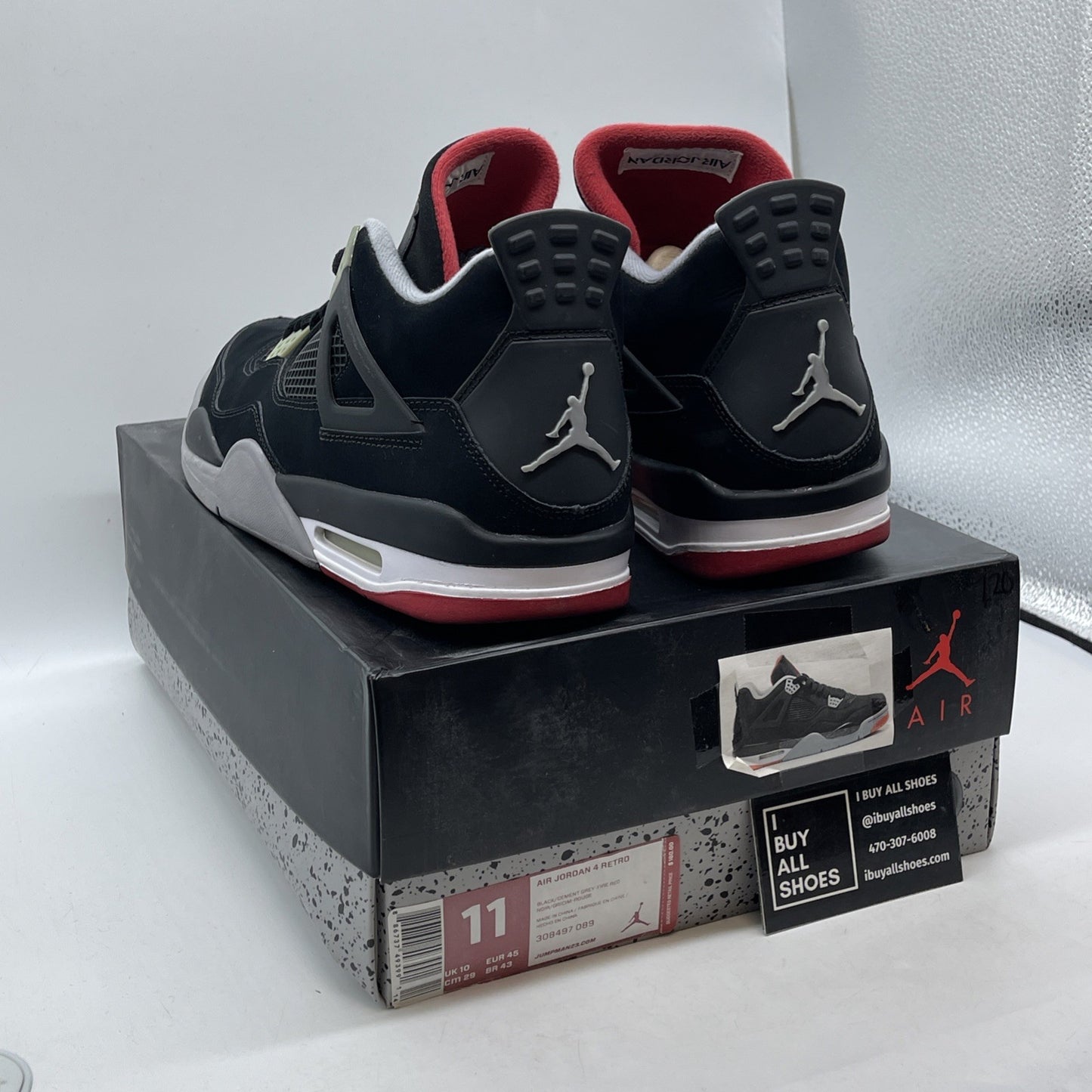 Size 11 - Jordan 4 Retro bred Black Red Suede (308497-089)