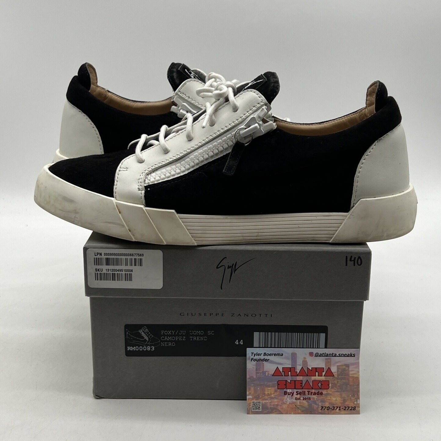 Size 10.5 - Giuseppe Zanotti Men's Low Top Sneakers Black White