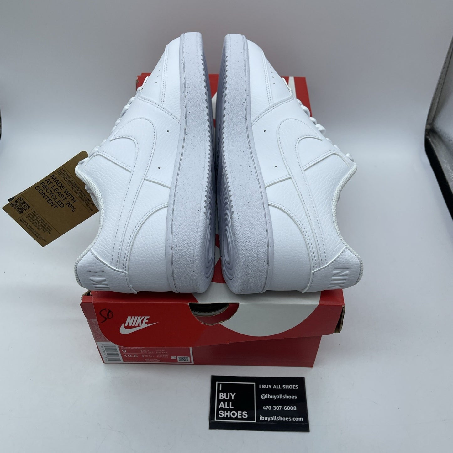 Size 9 - Nike Court Vision Next Nature Low Triple White Leather (DH2987-100)
