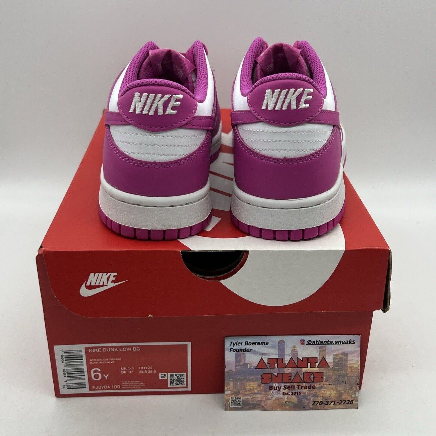 DS NikeDunk Low BG Active Fuschia GS 6Y (FJ0704 100) Brand New Og All