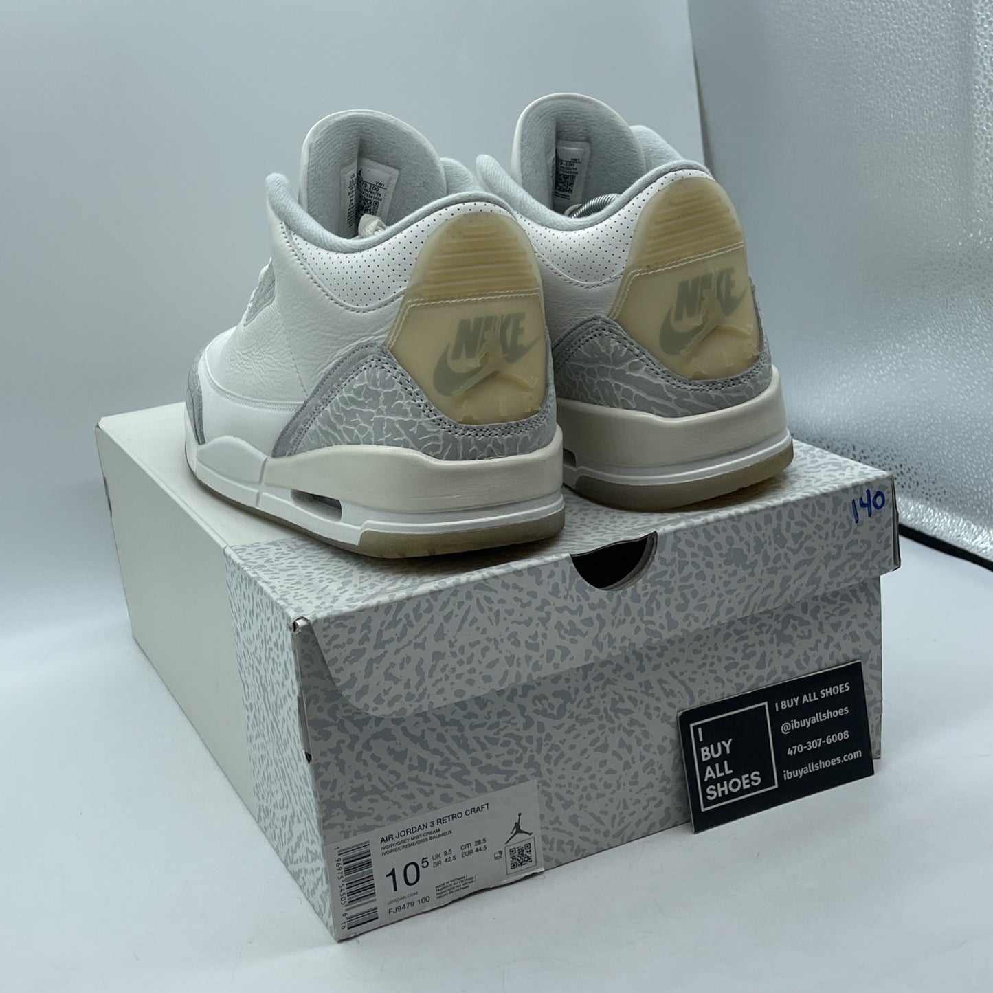 Size 10.5 - Air Jordan 3 Retro Craft Ivory/Grey White Leather (FJ9579-100)