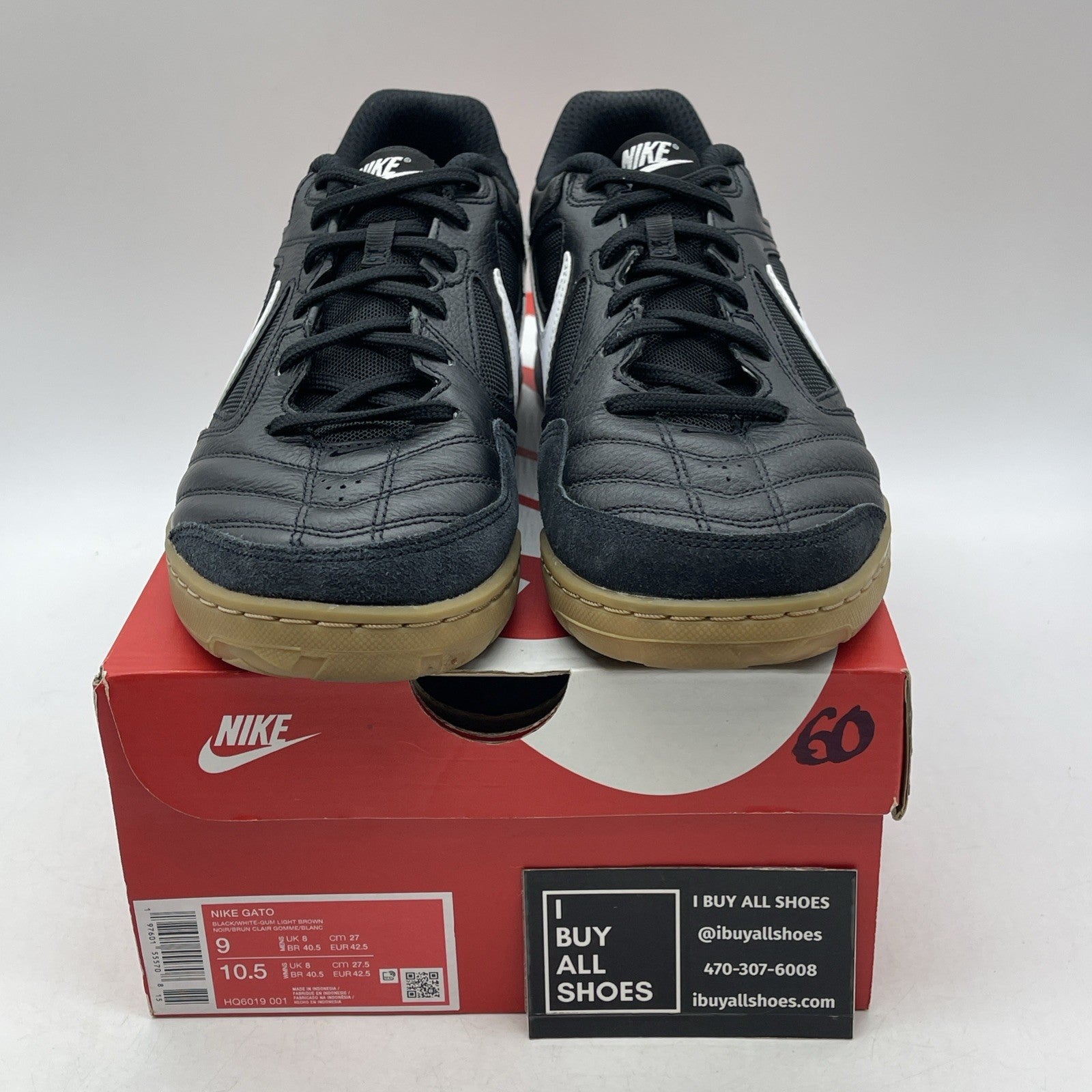 Size 9 - Nike Gato Black White Gum (HQ6019-001)