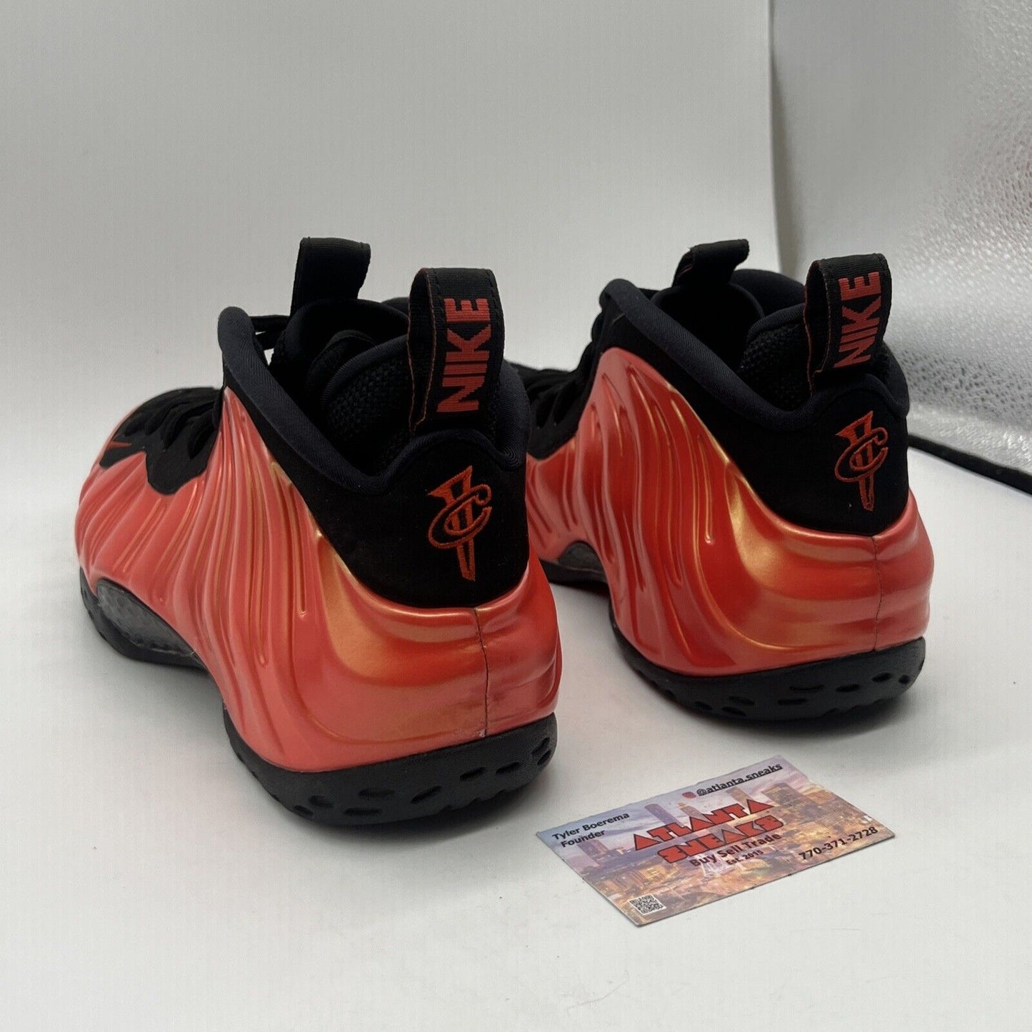 Size 10 - Nike Air Foamposite One Habanero Red Black Suede (314996-603) Used