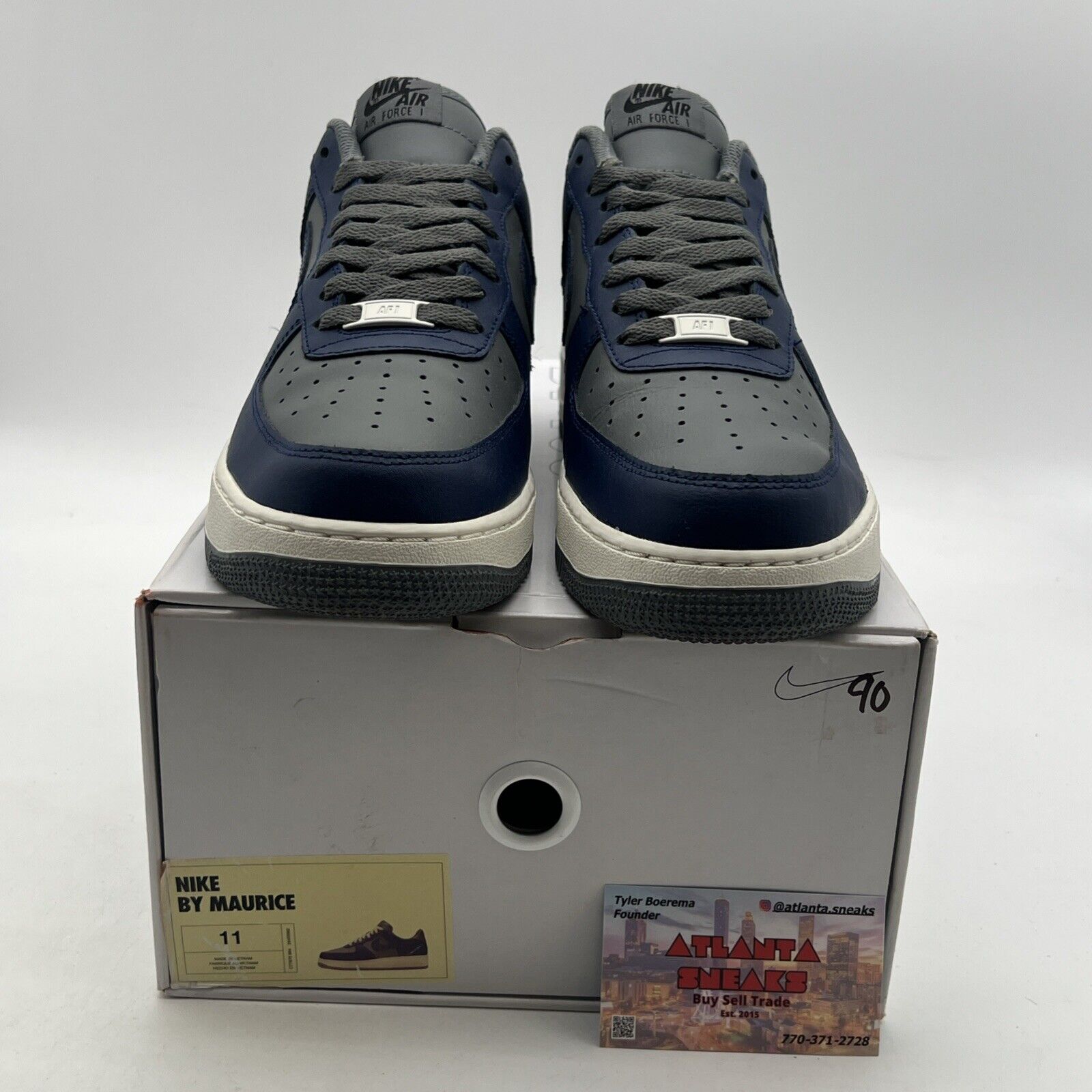 Size 11 - Air Force 1 Nike By You Georgetown Navy / Grey Custom Design By Me