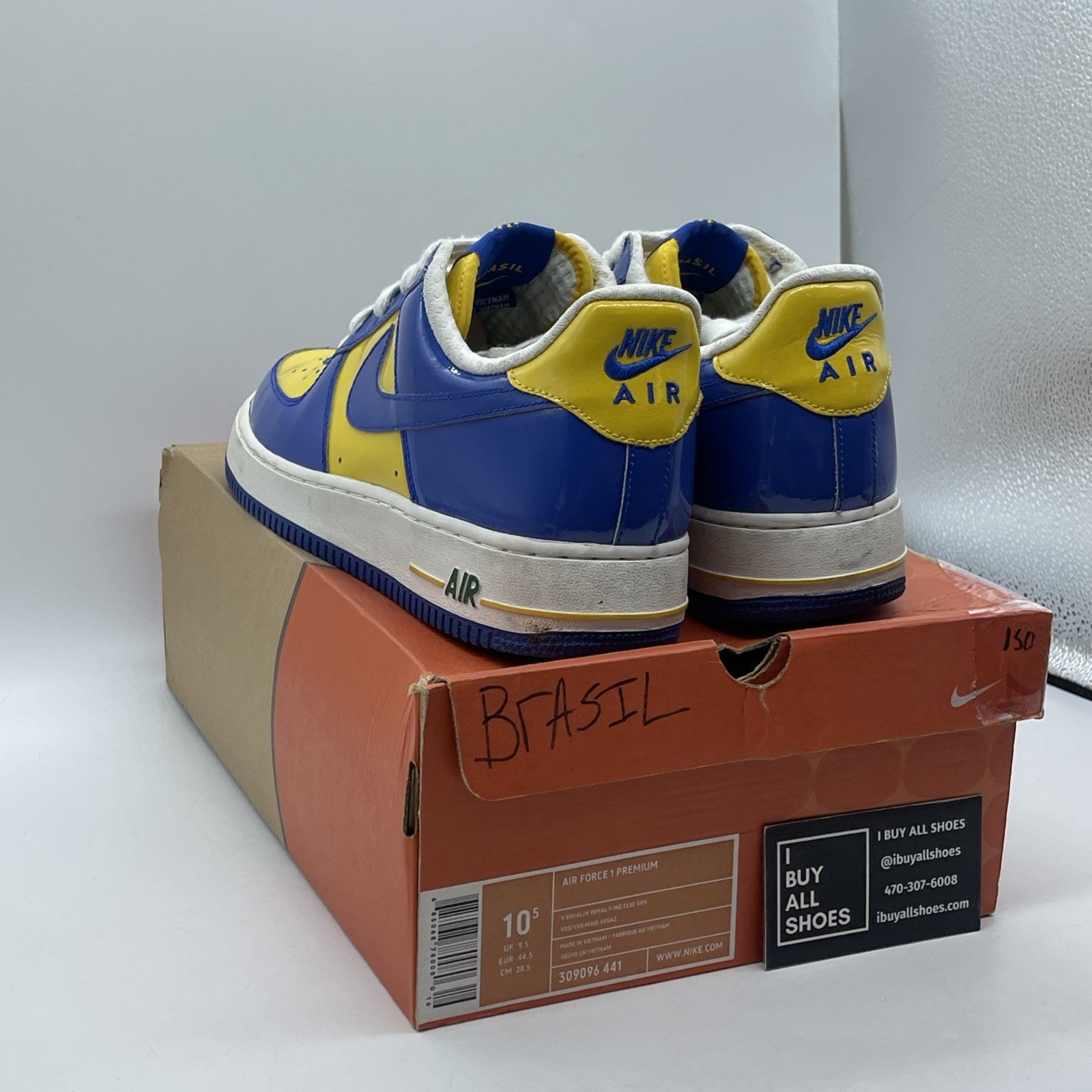 Size 10.5 - Nike Air Force 1 Premium Brazil World Cup Leather (309096-441)
