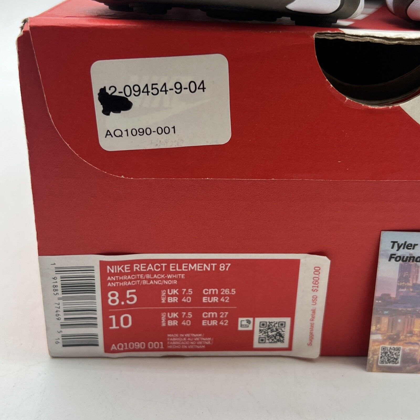Size 8.5 - Nike React Element 87 Anthracite (AQ1090-001)