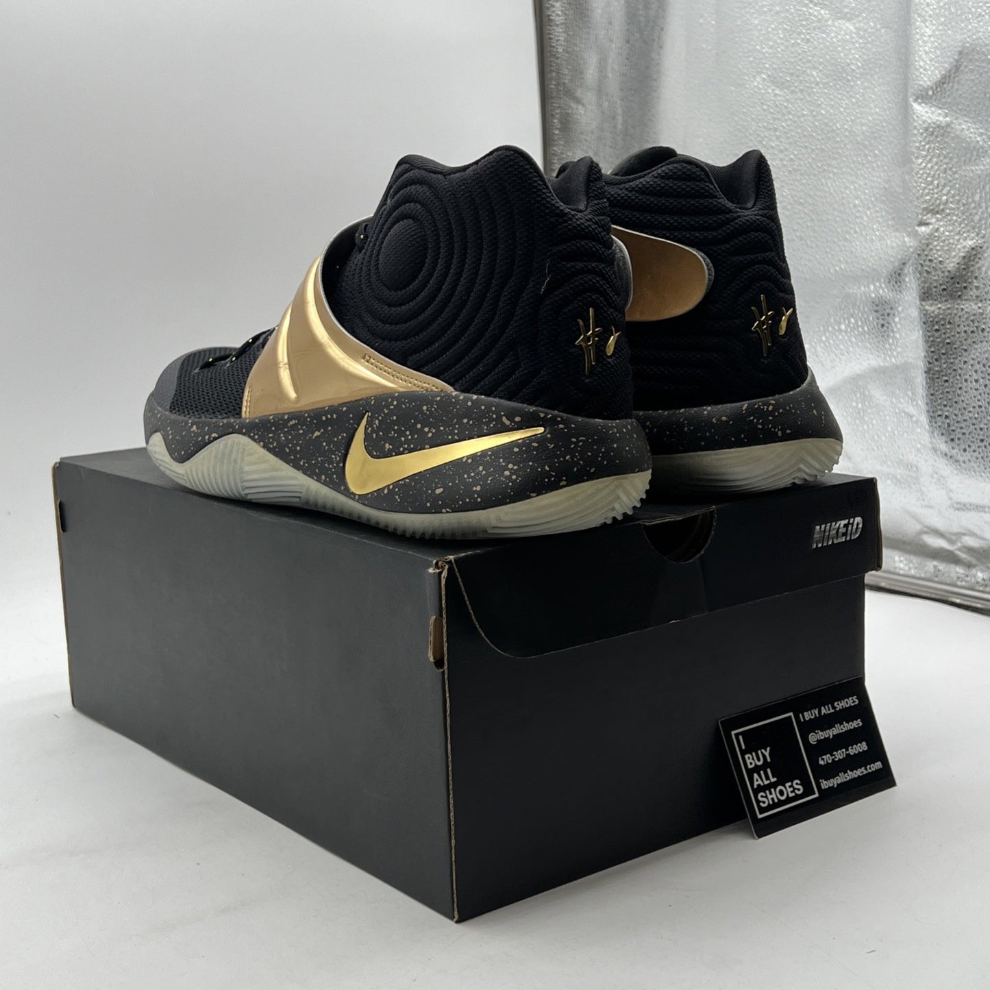 Size 13 - Nike Men's Black Gold Solid Kyrie Athletic Shoes (843253-995)