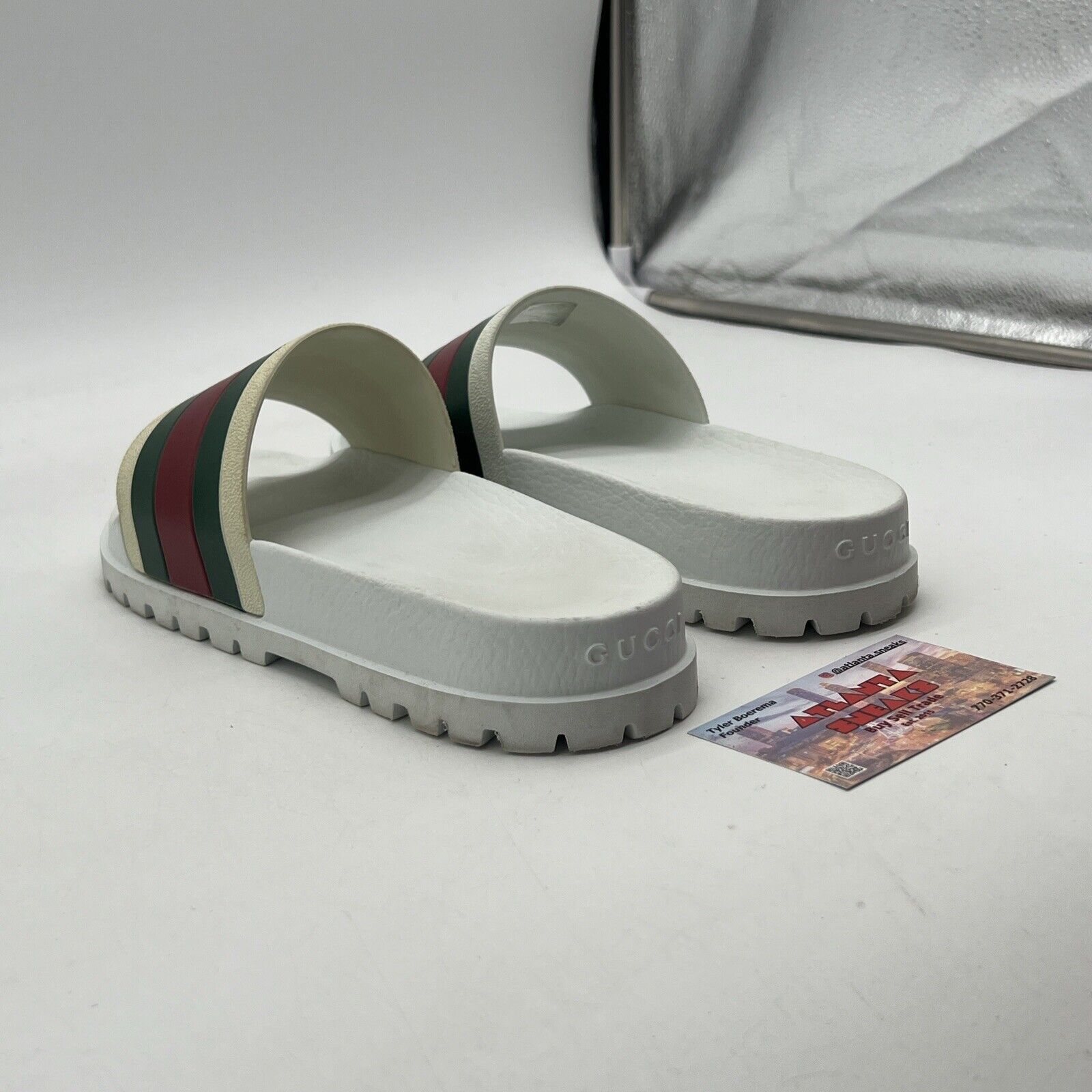 Size 6.5 - Gucci Auth Men White Rubber Pool Slides Sandals