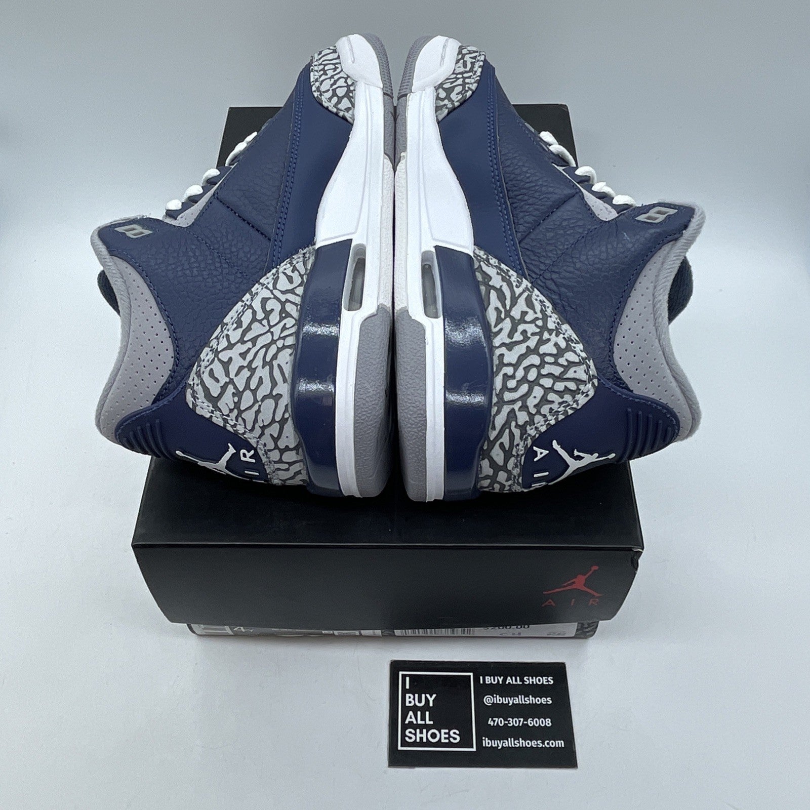Size 4Y (GS) - Jordan 3 Retro Mid Georgetown Blue Grey Leather (398614-401)