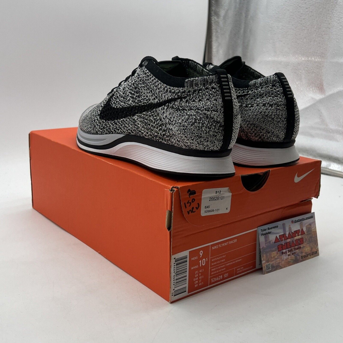 Size 9 - Nike Flyknit Racer Oreo 1.0 (526628-101)