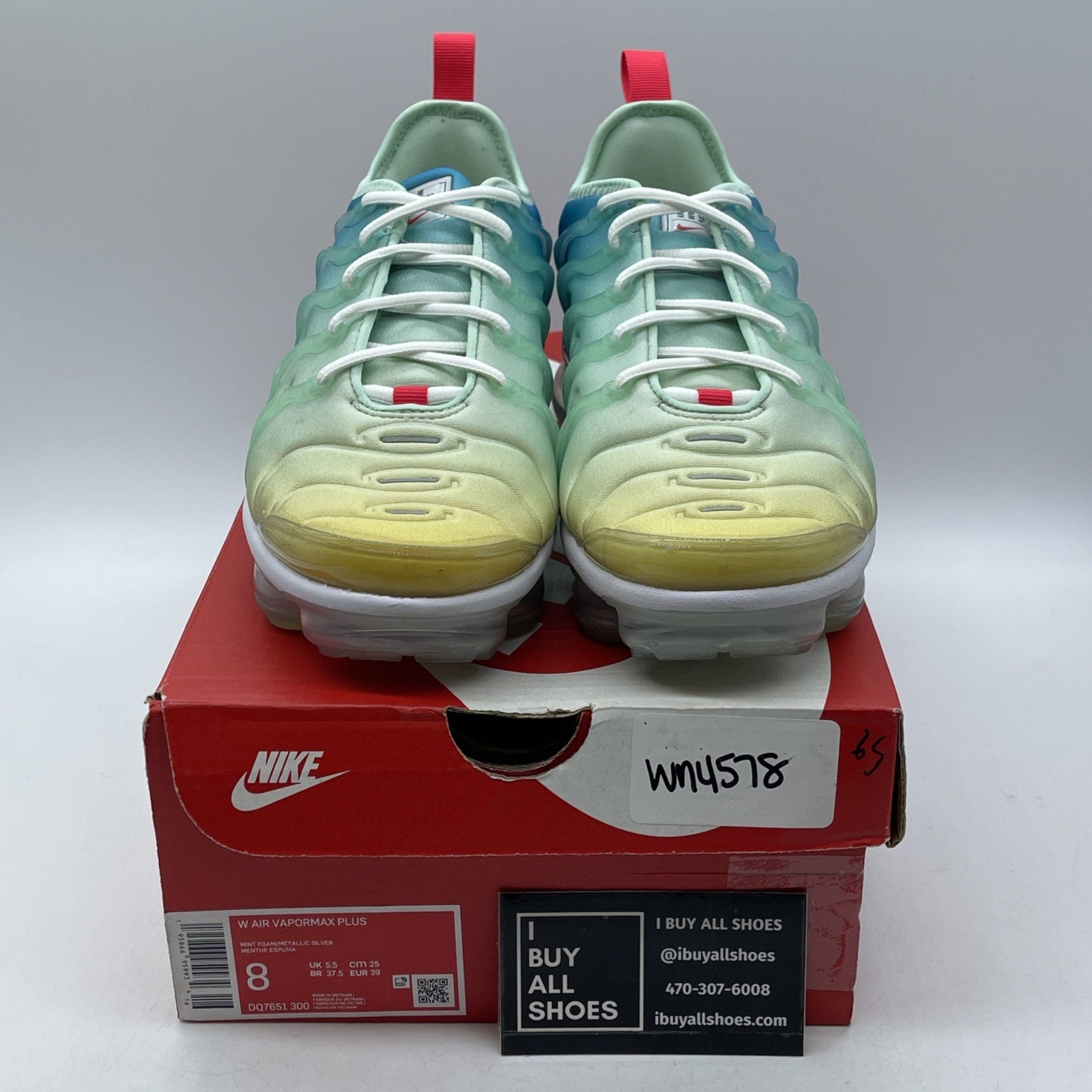 Size 8W - Nike Air VaporMax Plus Mint Foam Laser Blue Suede (DQ7651-300)