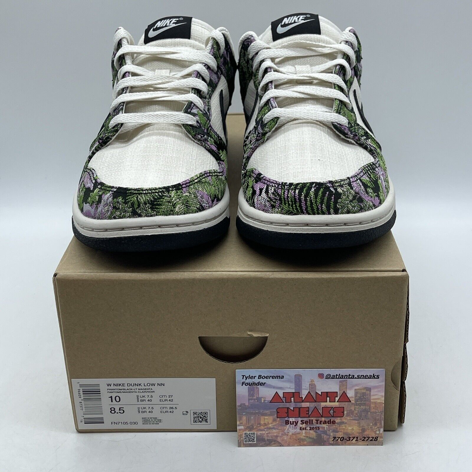 Size 10W - Nike Dunk Next Nature Low Floral Tapestry White Black (FN7105-030)