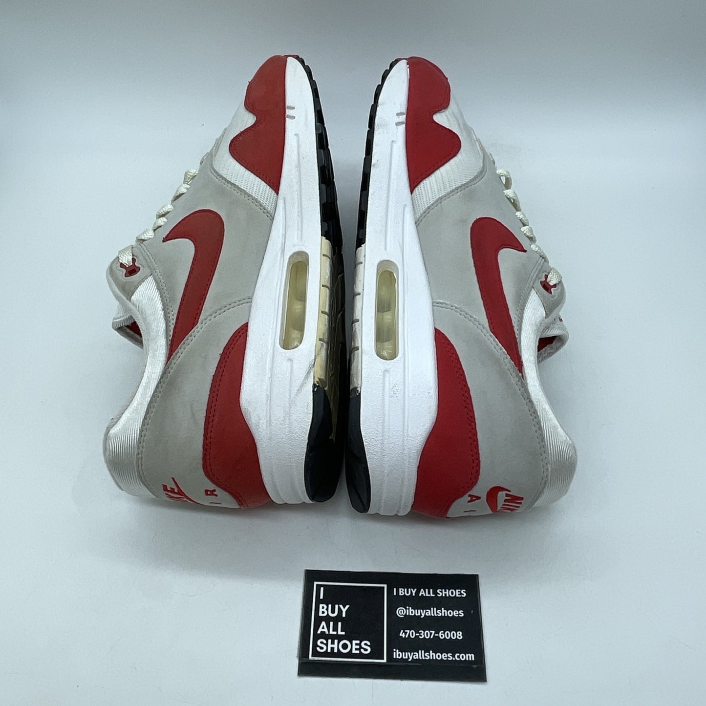 Size 12 - Nike Air Max 1 OG Anniversary Red Grey White Suede (908375-100)