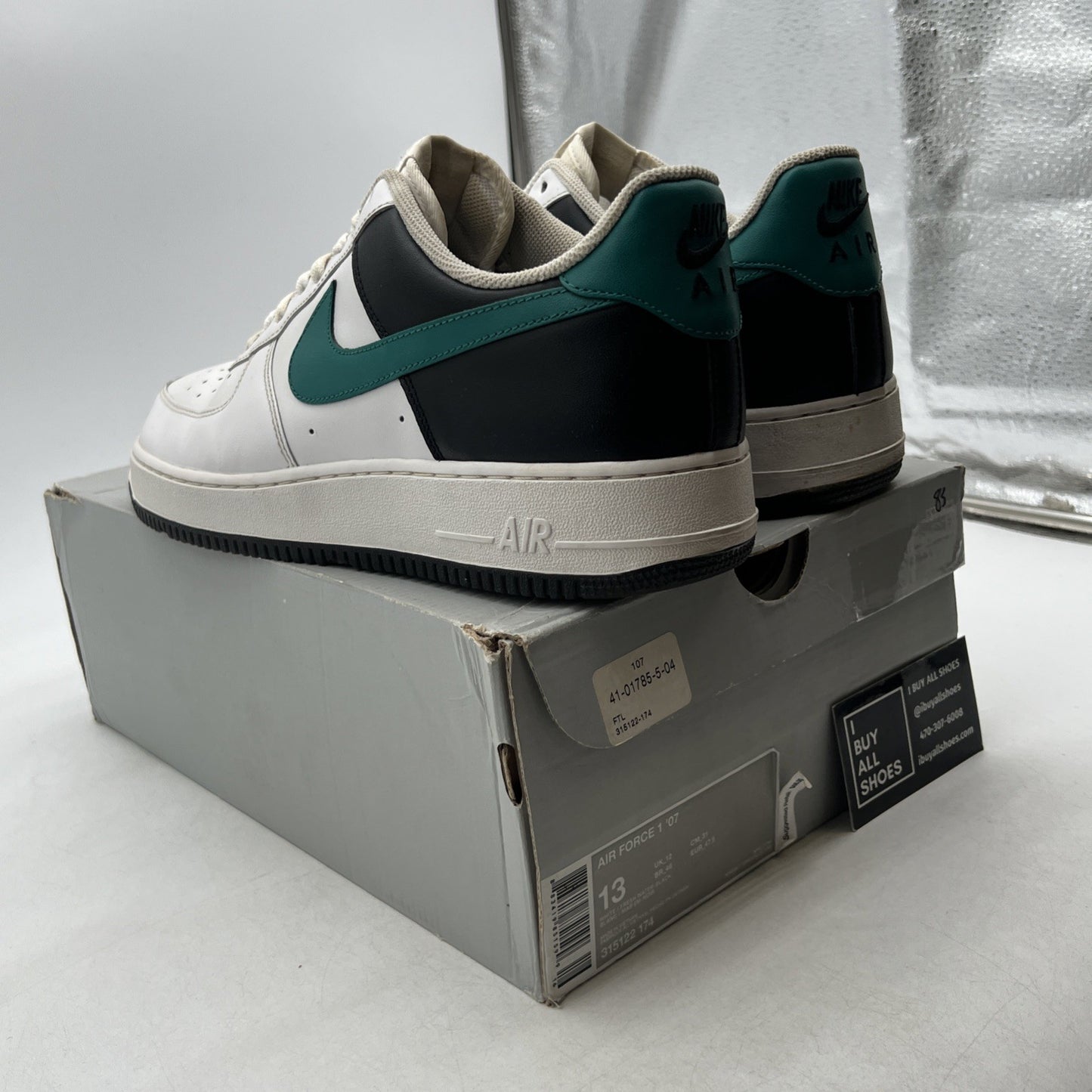 Size 13 - Nike Air Force 1 '07 White Green Black (315122-174)