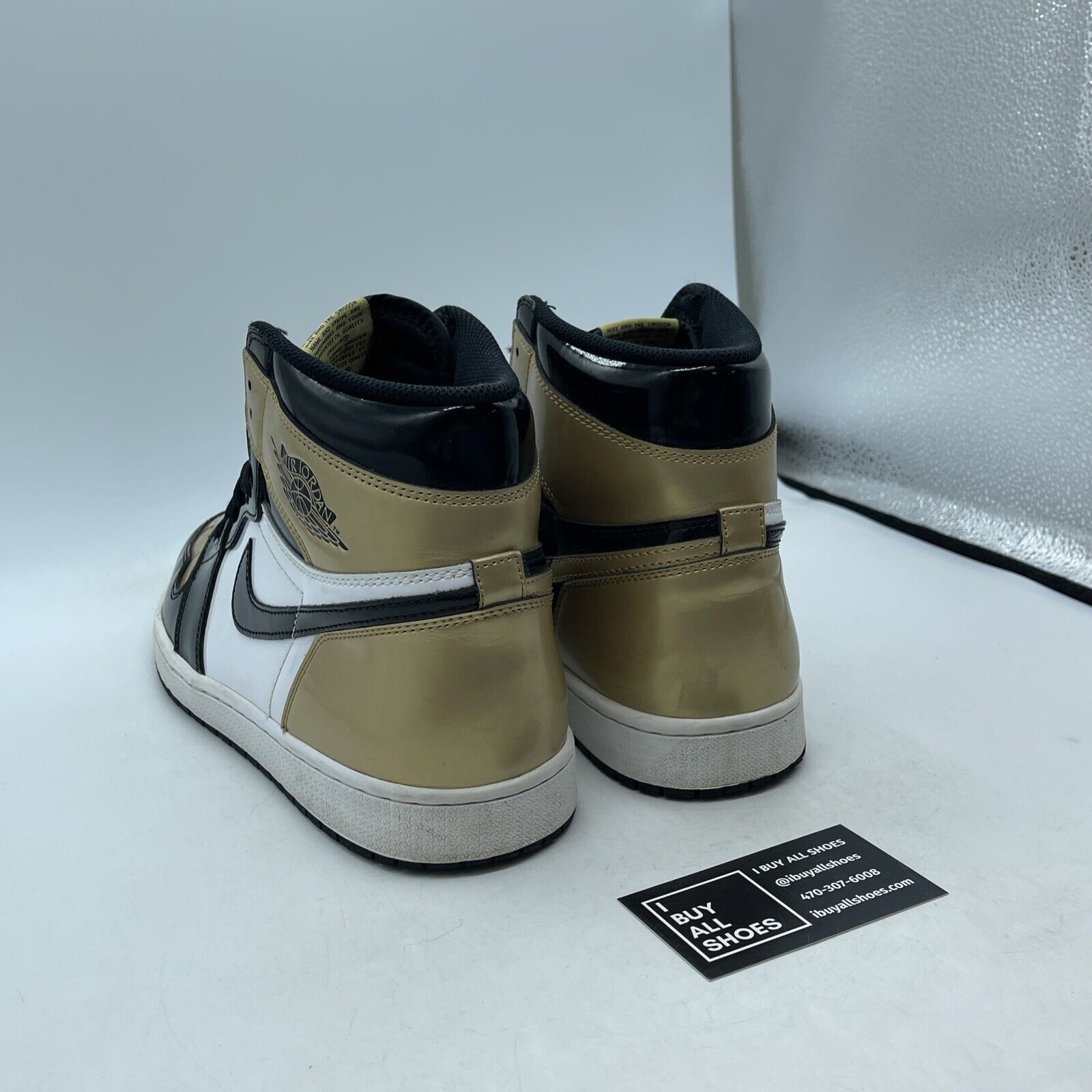 Size 12 - Air Jordan 1 Retro OG NRG High Gold Toe Black N Leather (861428-007)