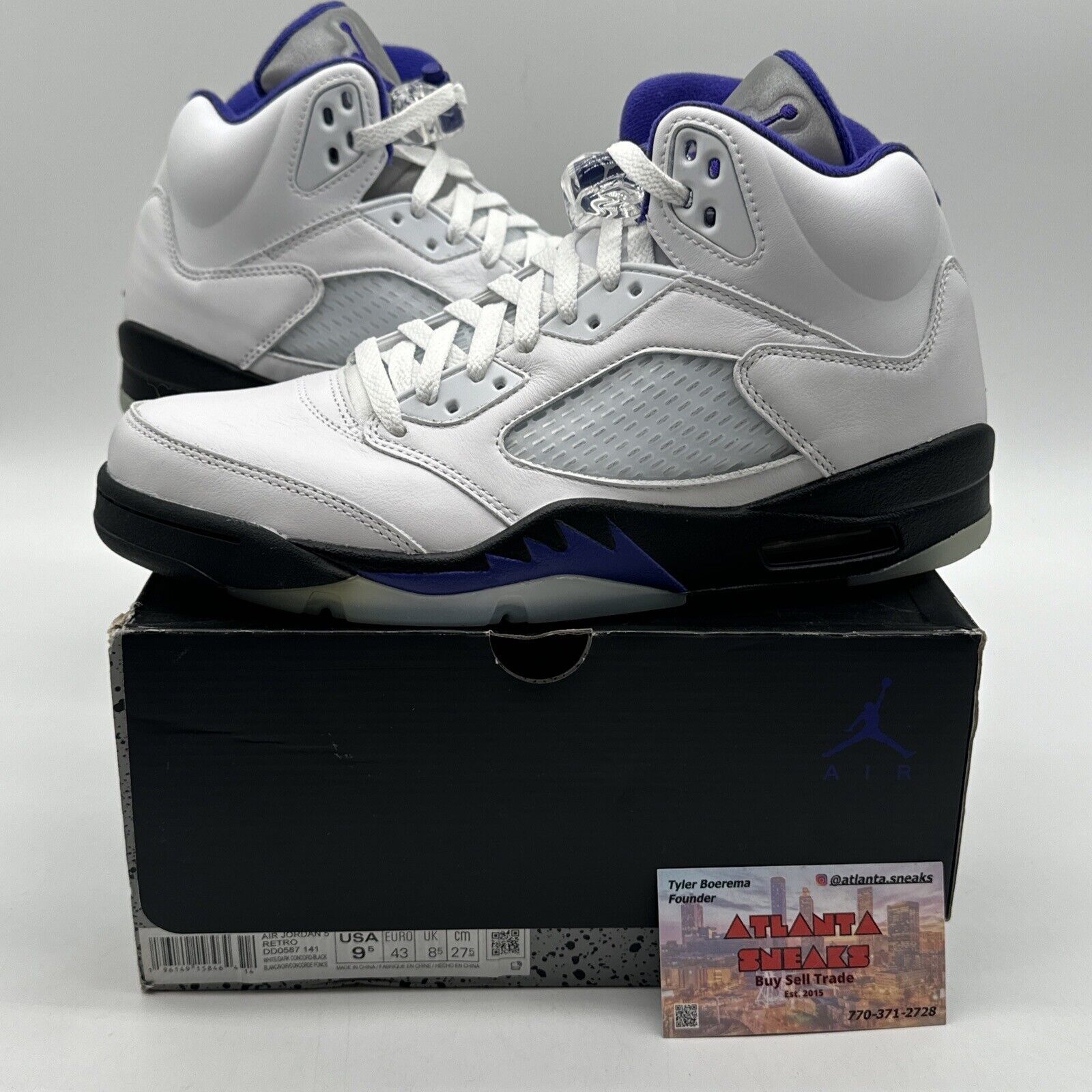 Size 9.5 - Jordan 5 Concord 2022 Tried On OG All With Box White Leather Icy Sole