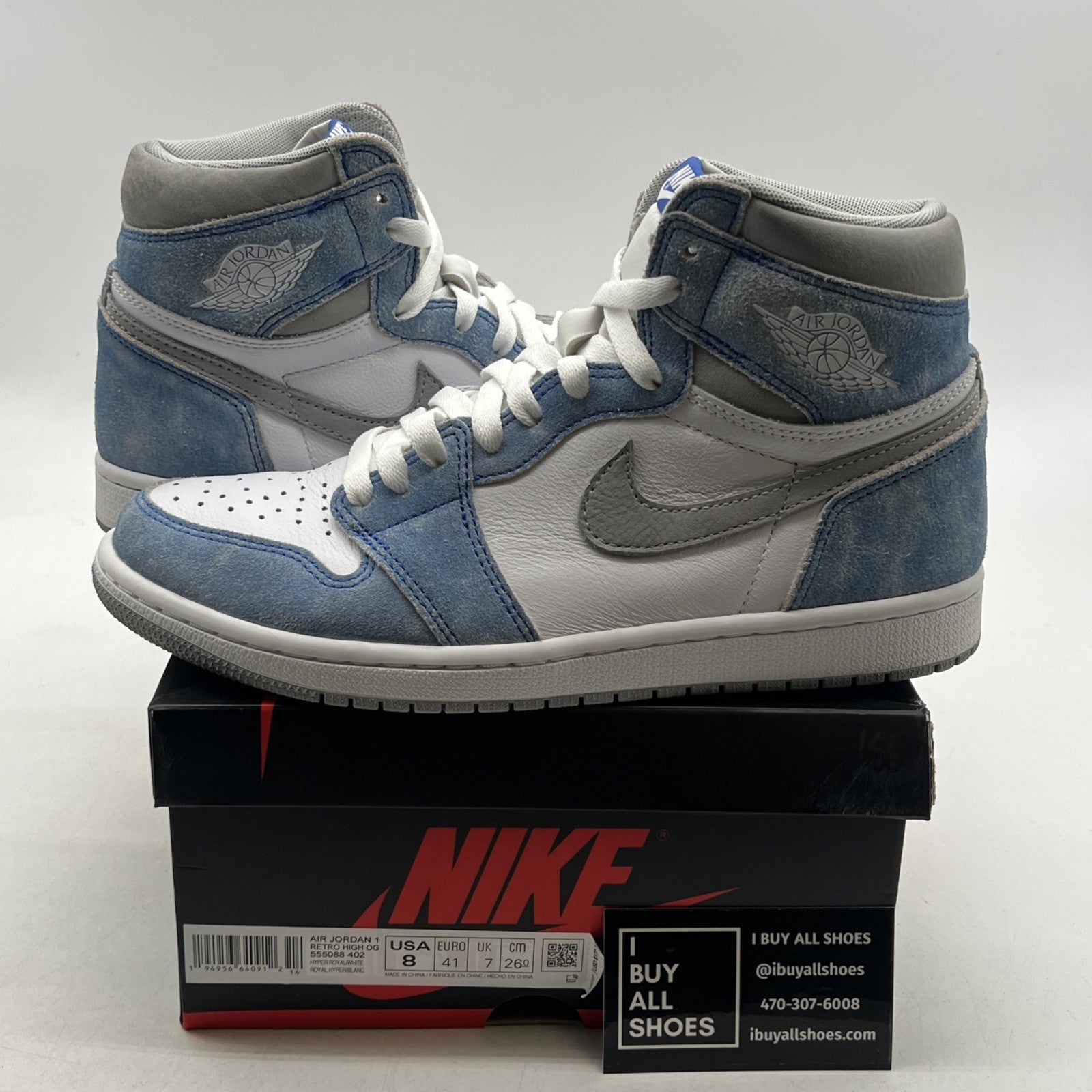 Size 8 - Air Jordan 1 Retro OG High Hyper Royal (555088-402)